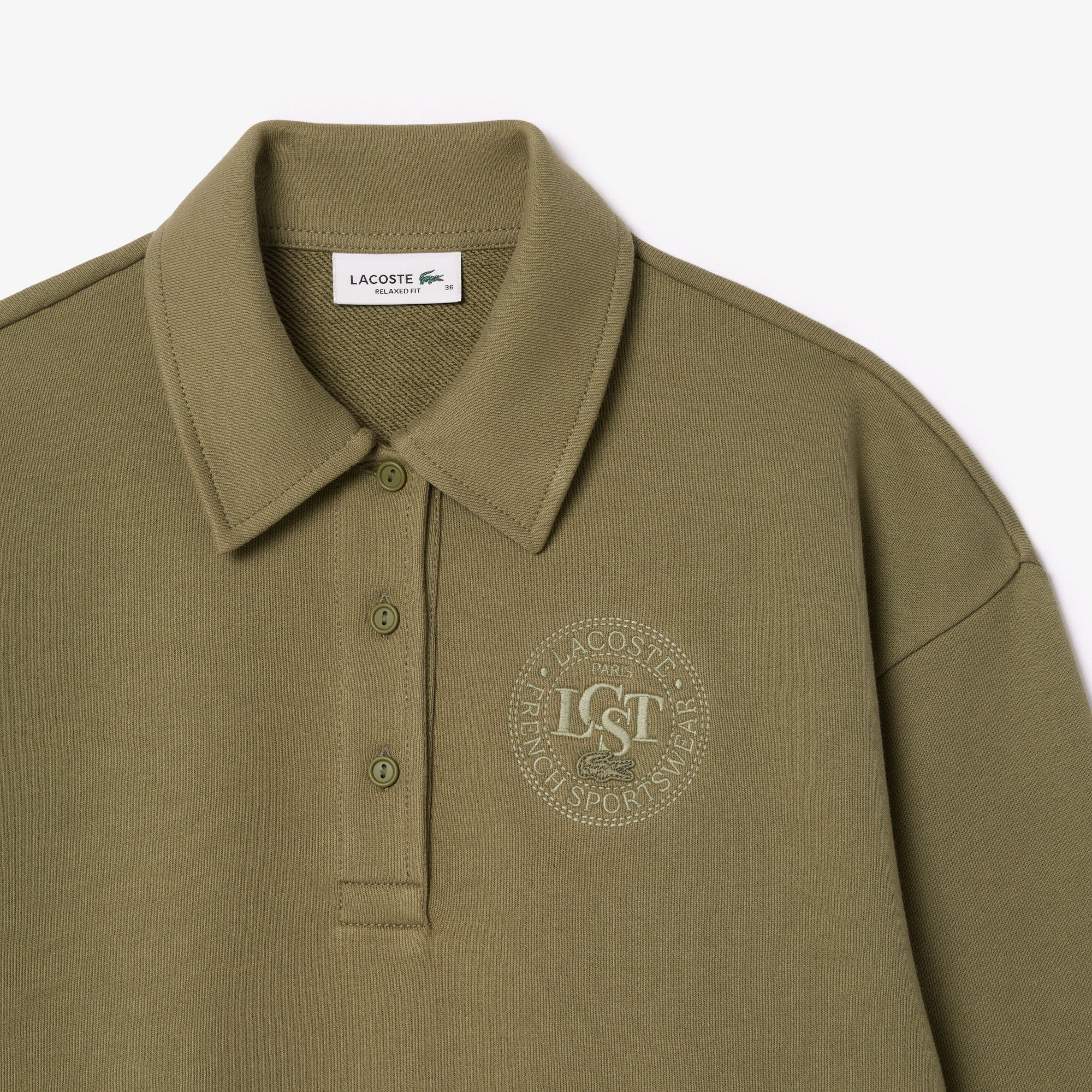 LACOSTE Women's Embroidered Fleece Polo Sweatshirt