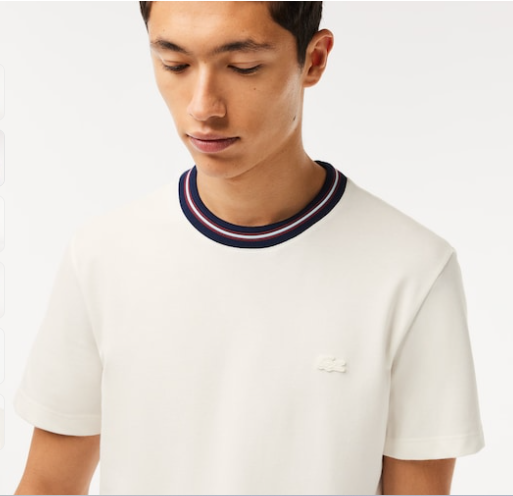 Stripe Collar Stretch Piqué T-shirt - White / L - Lacoste Apparel THE MIX