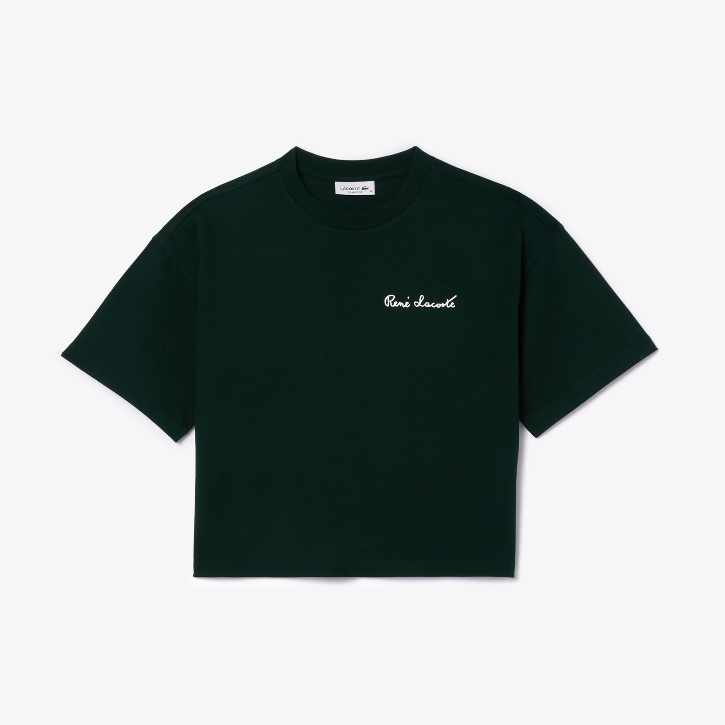 Lacoste Relaxed Fit Text Print T-shirt - 34-S (UK 6) / YZP-Green - Lacoste Apparel THE MIX