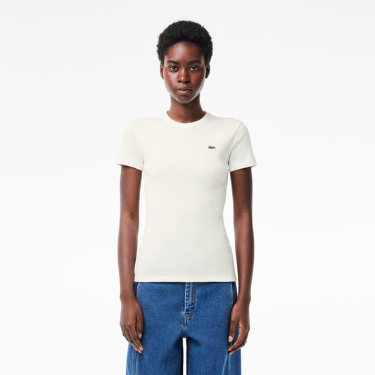 Women’s Lacoste Slim Fit Ribbed Cotton T-shirt - Lacoste Apparel THE MIX