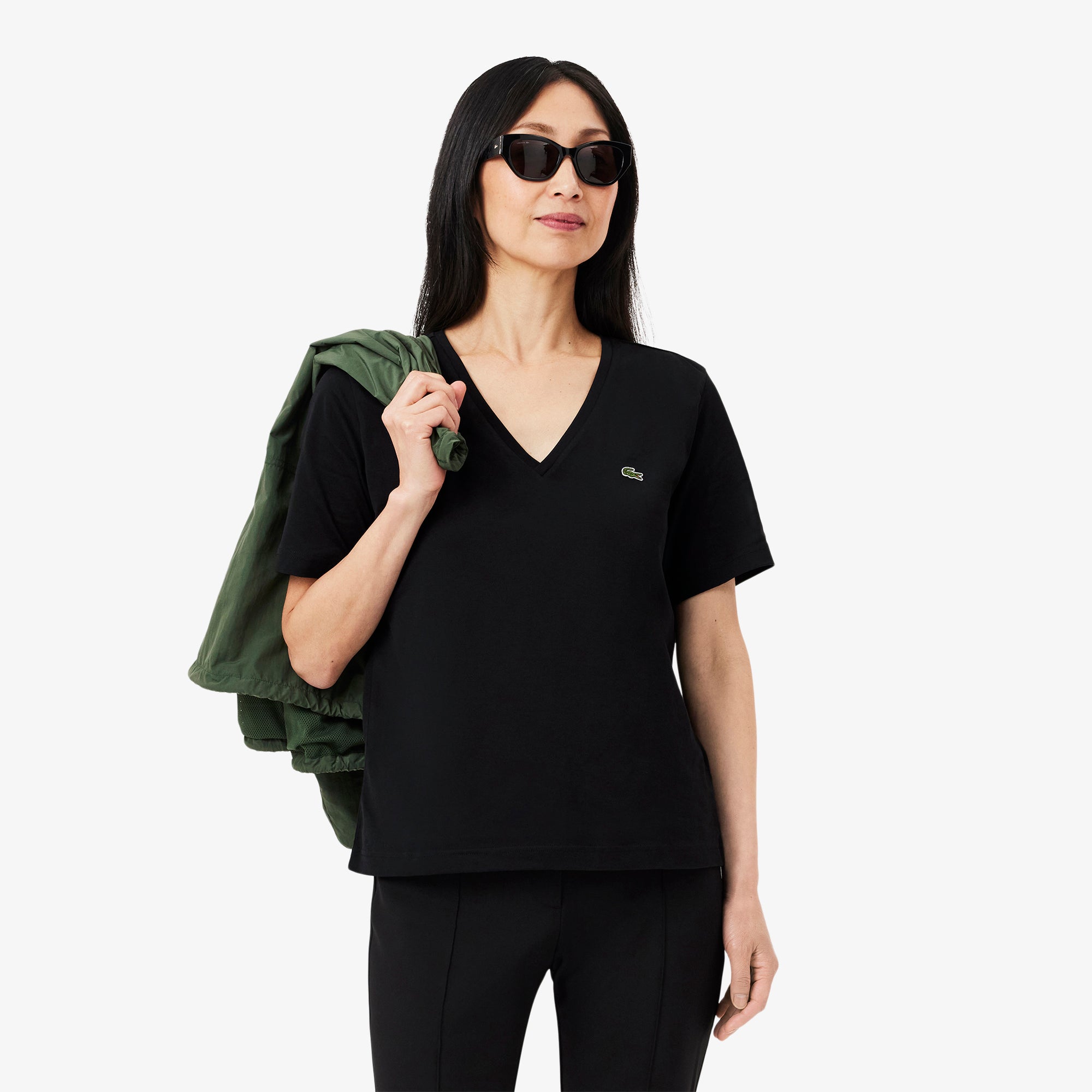 Lacoste Relaxed Fit Soft Cotton V Neck T-shirt