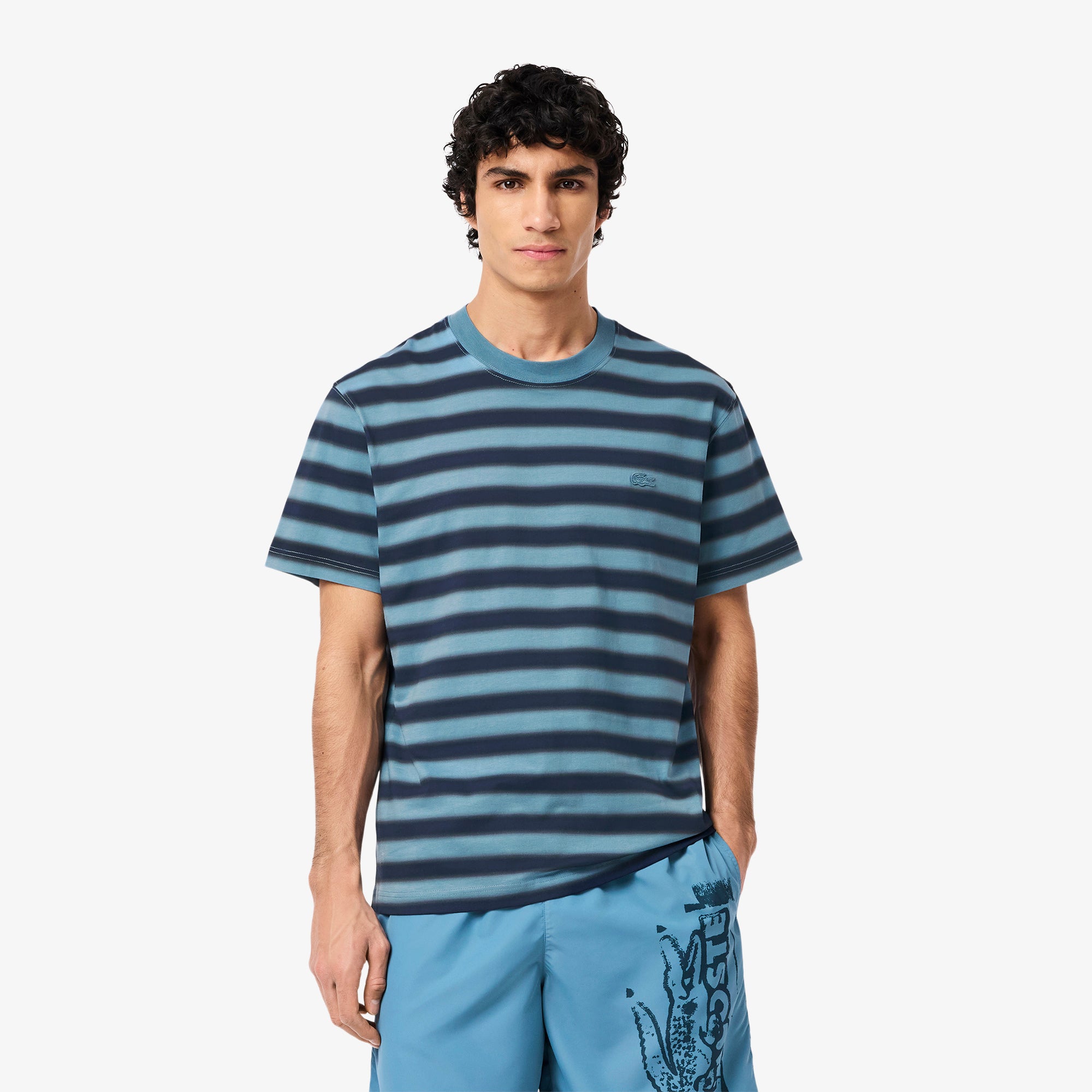 LACOSTE Stripe Print Jersey T-shirt