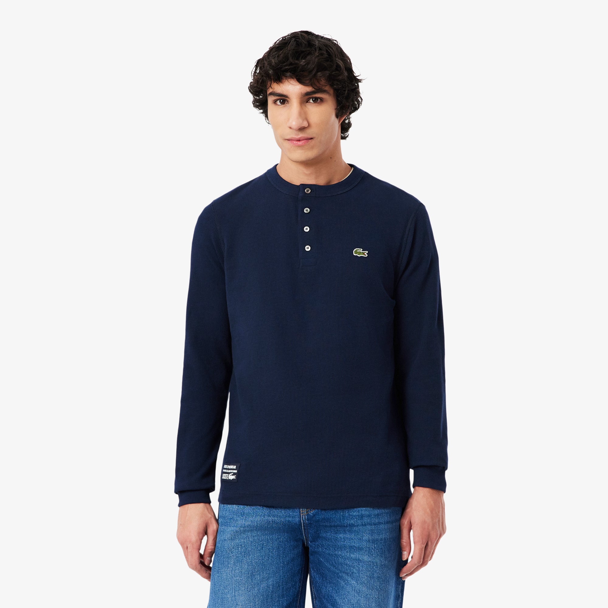 LACOSTE Waffle Knit Henley T-shirt