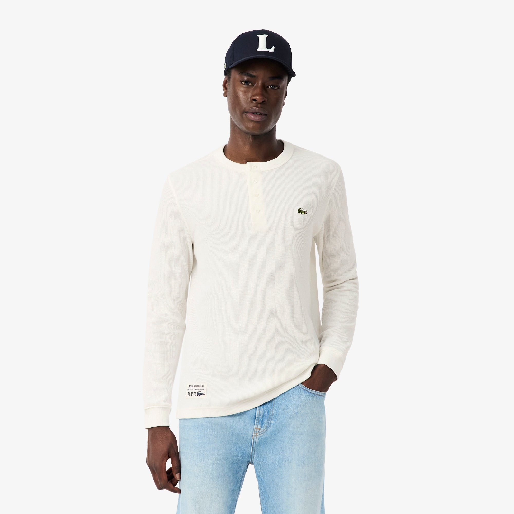 LACOSTE Waffle Knit Henley T-shirt