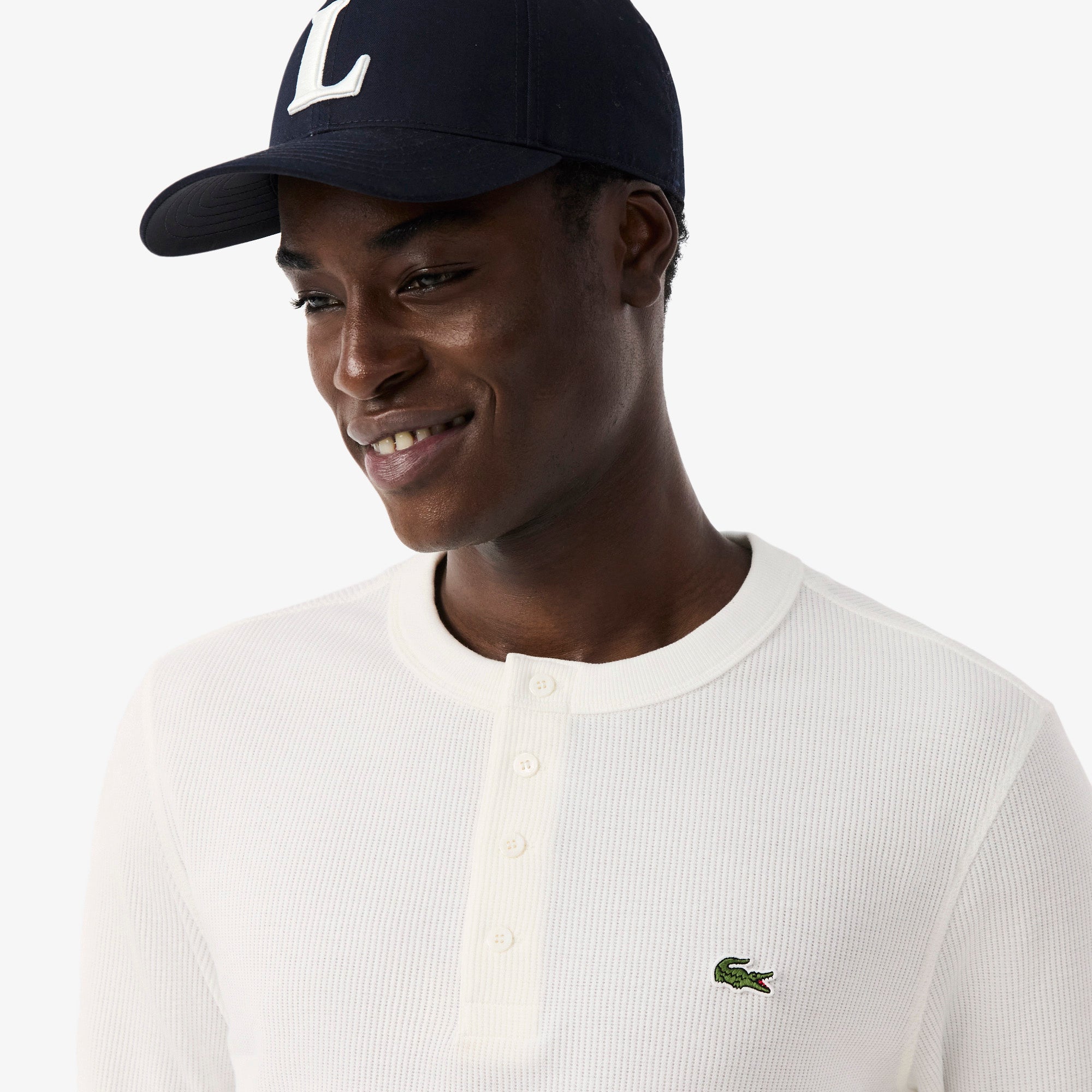 LACOSTE Waffle Knit Henley T-shirt