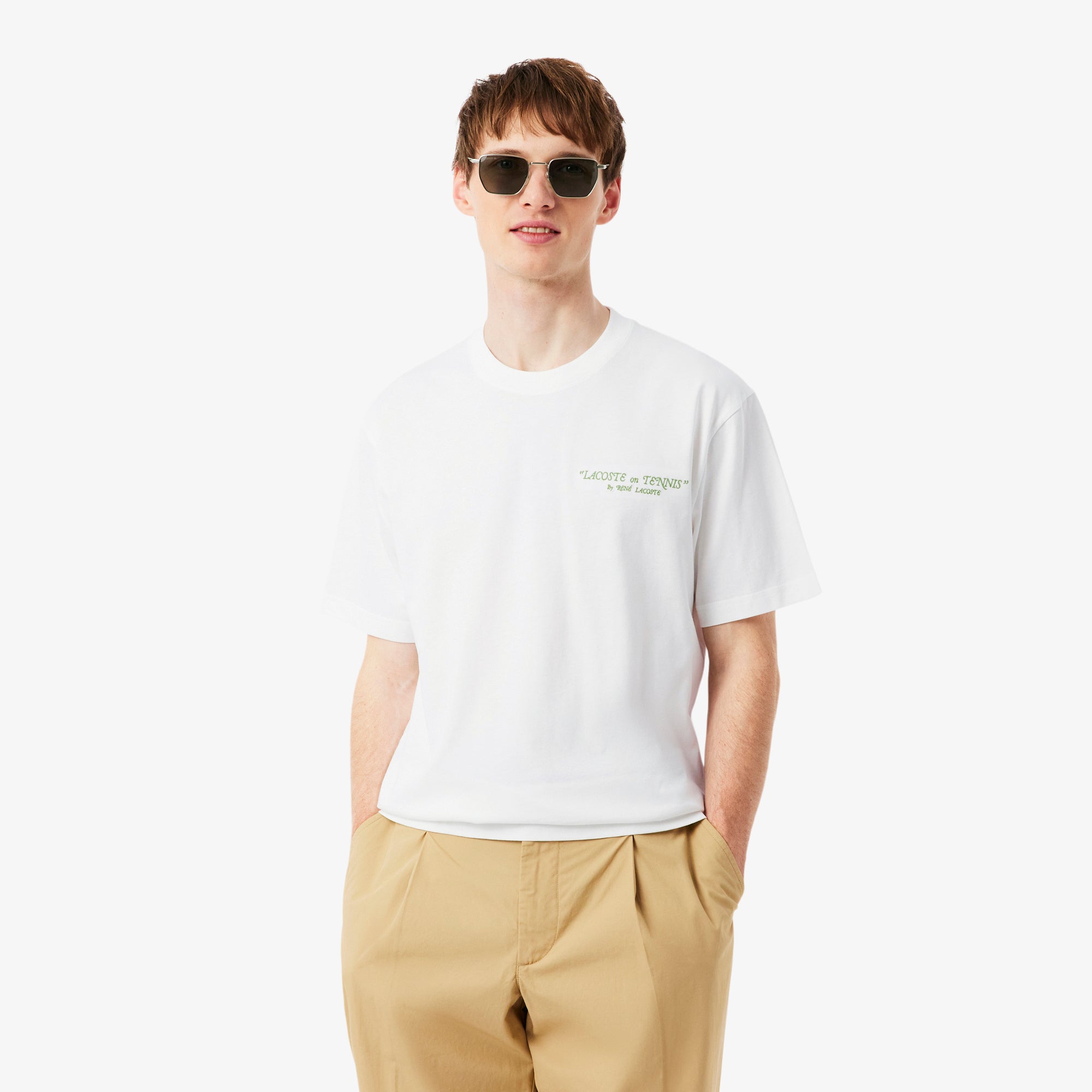 LACOSTE Embroidered Cotton T-shirt