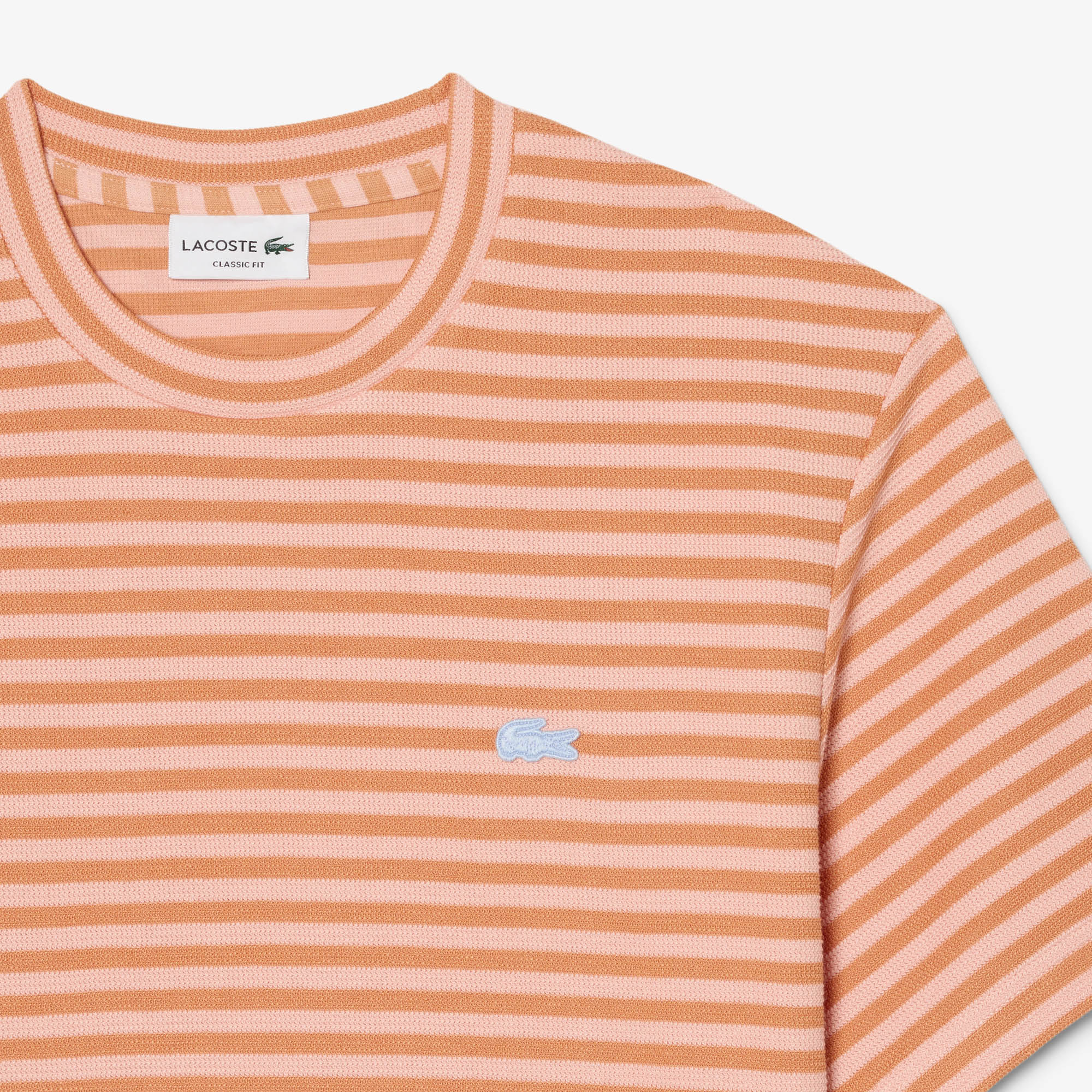 LACOSTE Men Textured Striped Cotton T-shirt