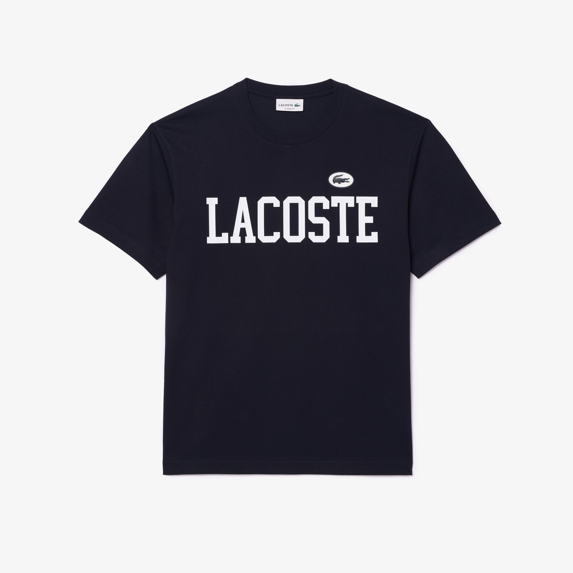 Lacoste Cotton Contrast Print And Badge T-shirt
