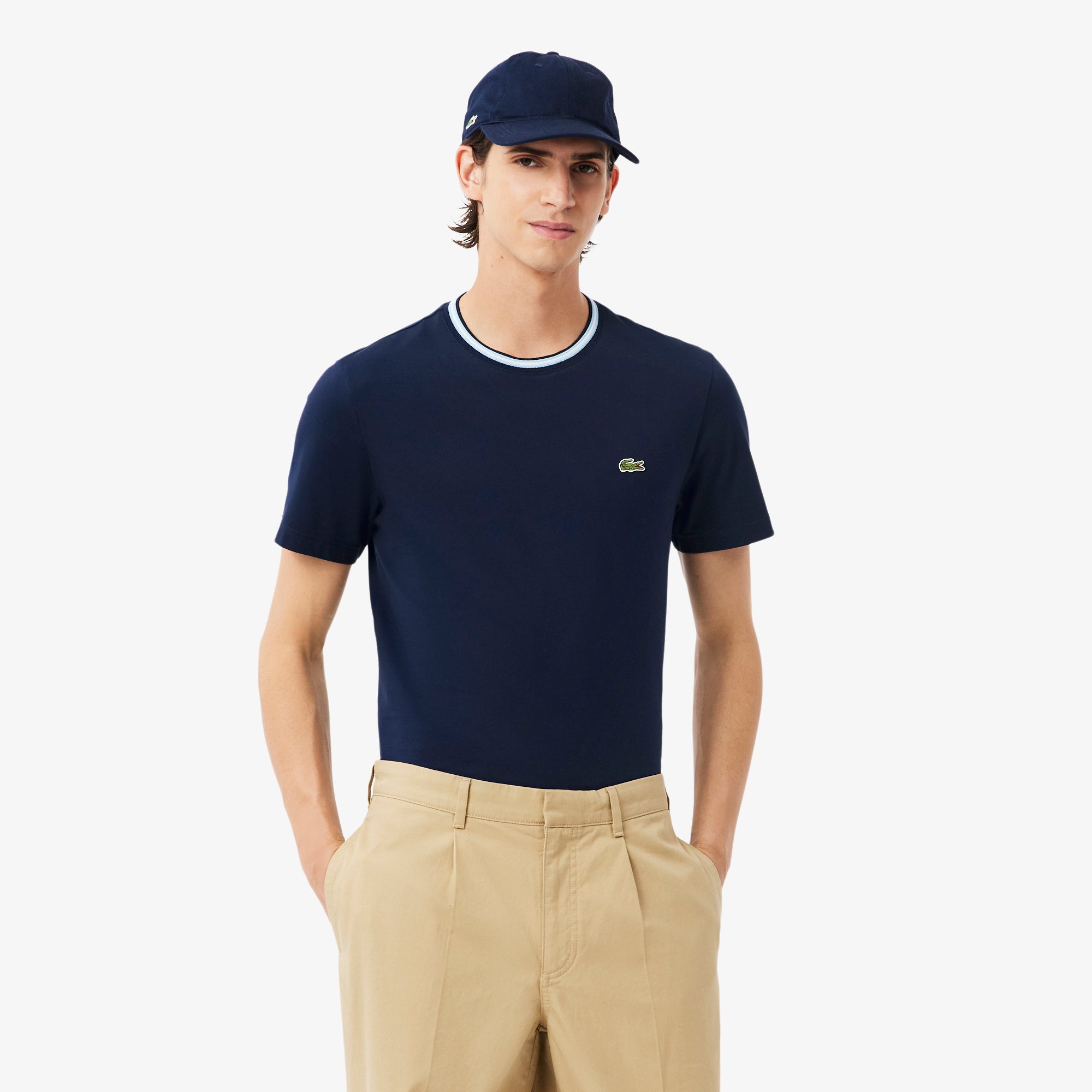 Lacoste Regular Fit Ribbed Collar Cotton T-Shirt