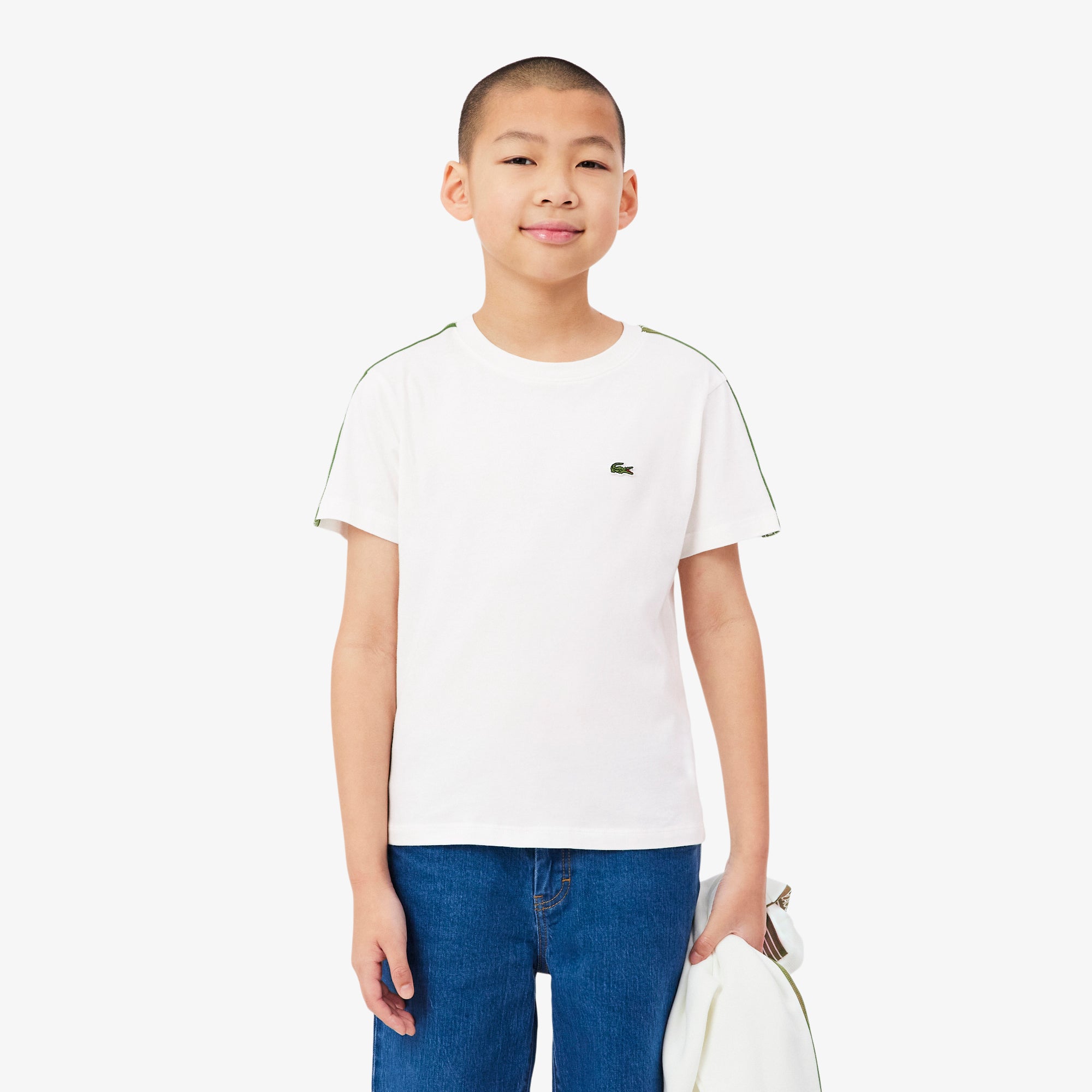 LACOSTE Logo Stripe Cotton Kids T-shirt