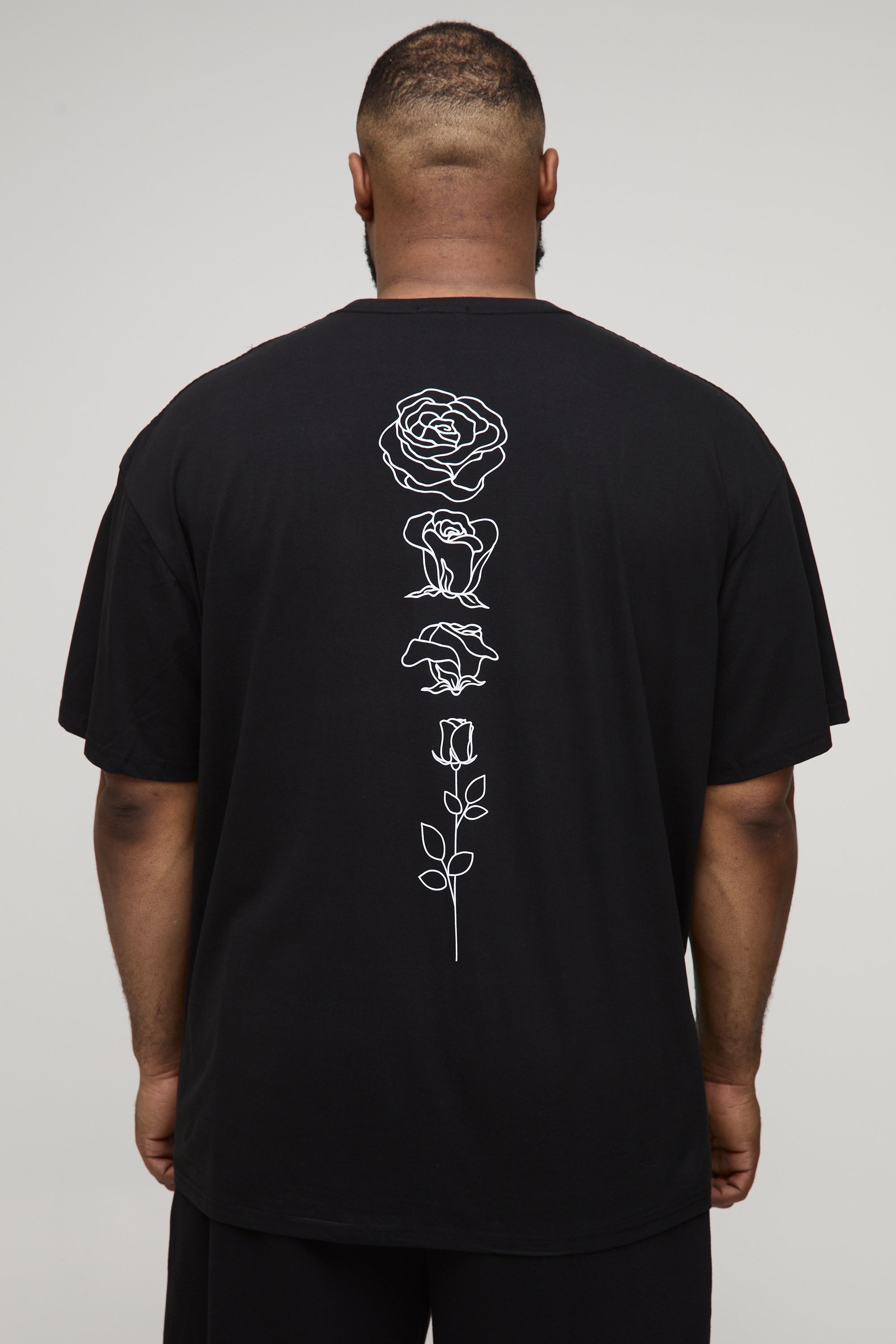 BOOHOOMAN Plus Oversized Floral Line Drawing Print T-Shirt