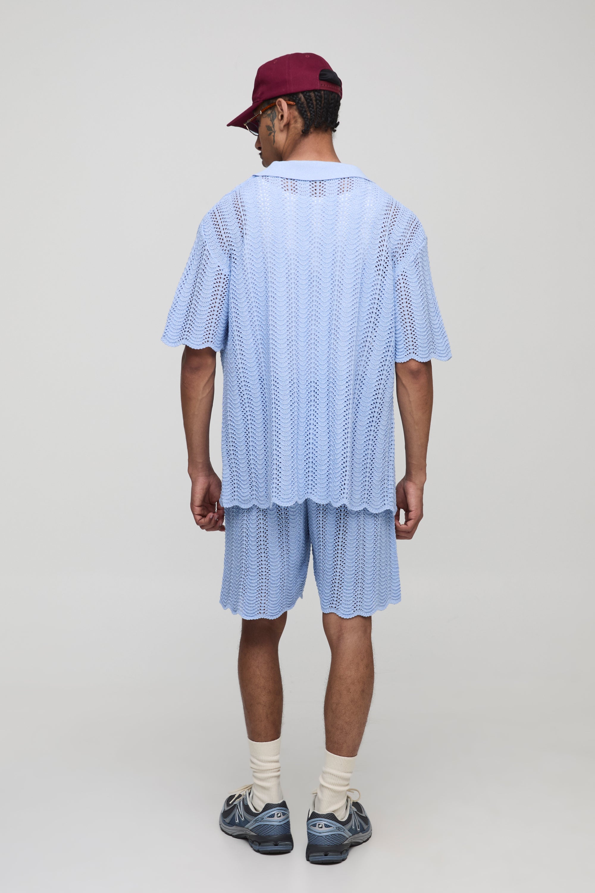 BOOHOOMAN Man Embroidered Relaxed Crochet Wavy Knitted Shirt