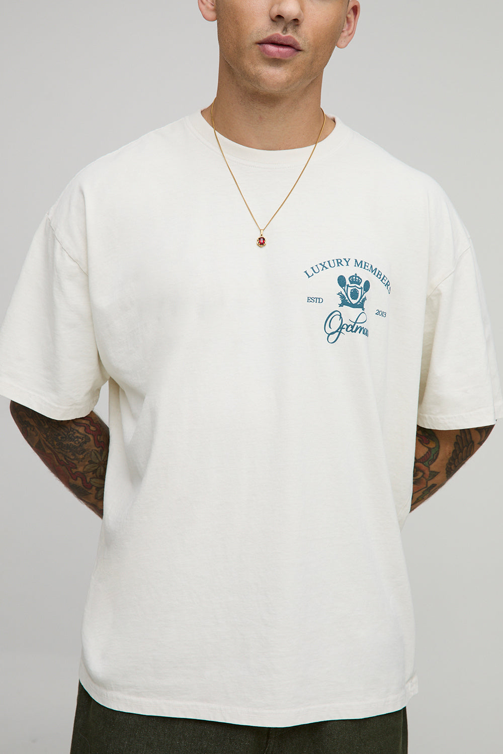 BOOHOOMAN Oversized Ofclman Apres Tennis Puff Print T-Shirt