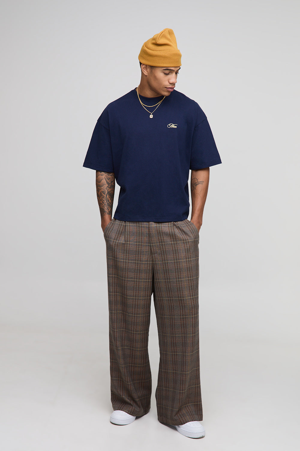 BOOHOOMAN Oversized Boxy Man Script Hamptons Print T-Shirt