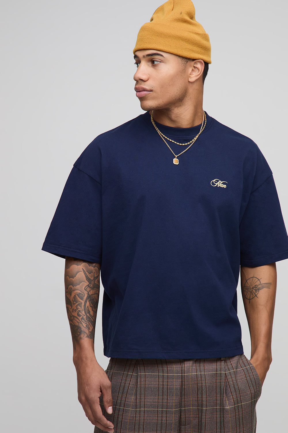 BOOHOOMAN Oversized Boxy Man Script Hamptons Print T-Shirt