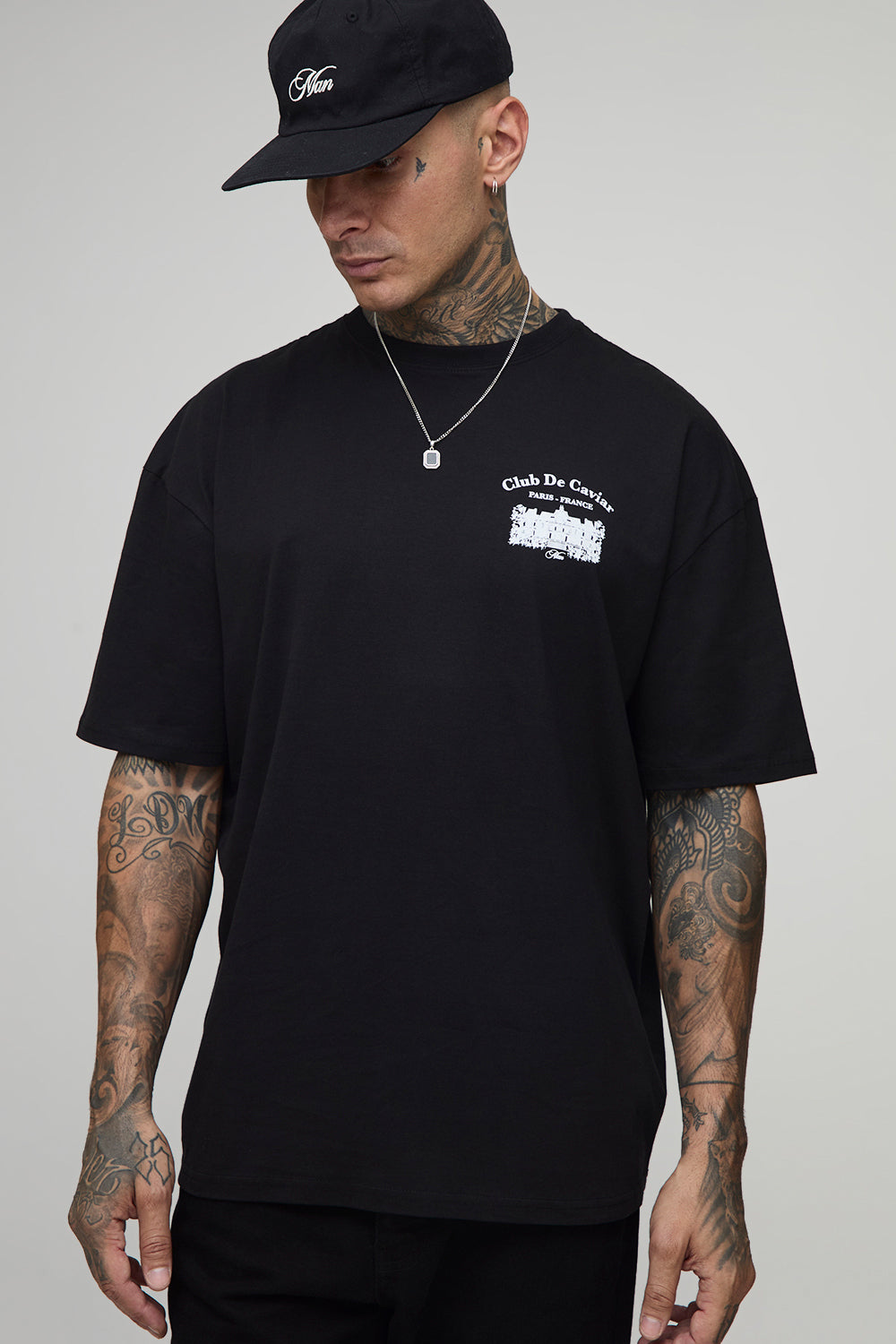 BOOHOOMAN Tall Oversized Club De Caviar T-Shirt