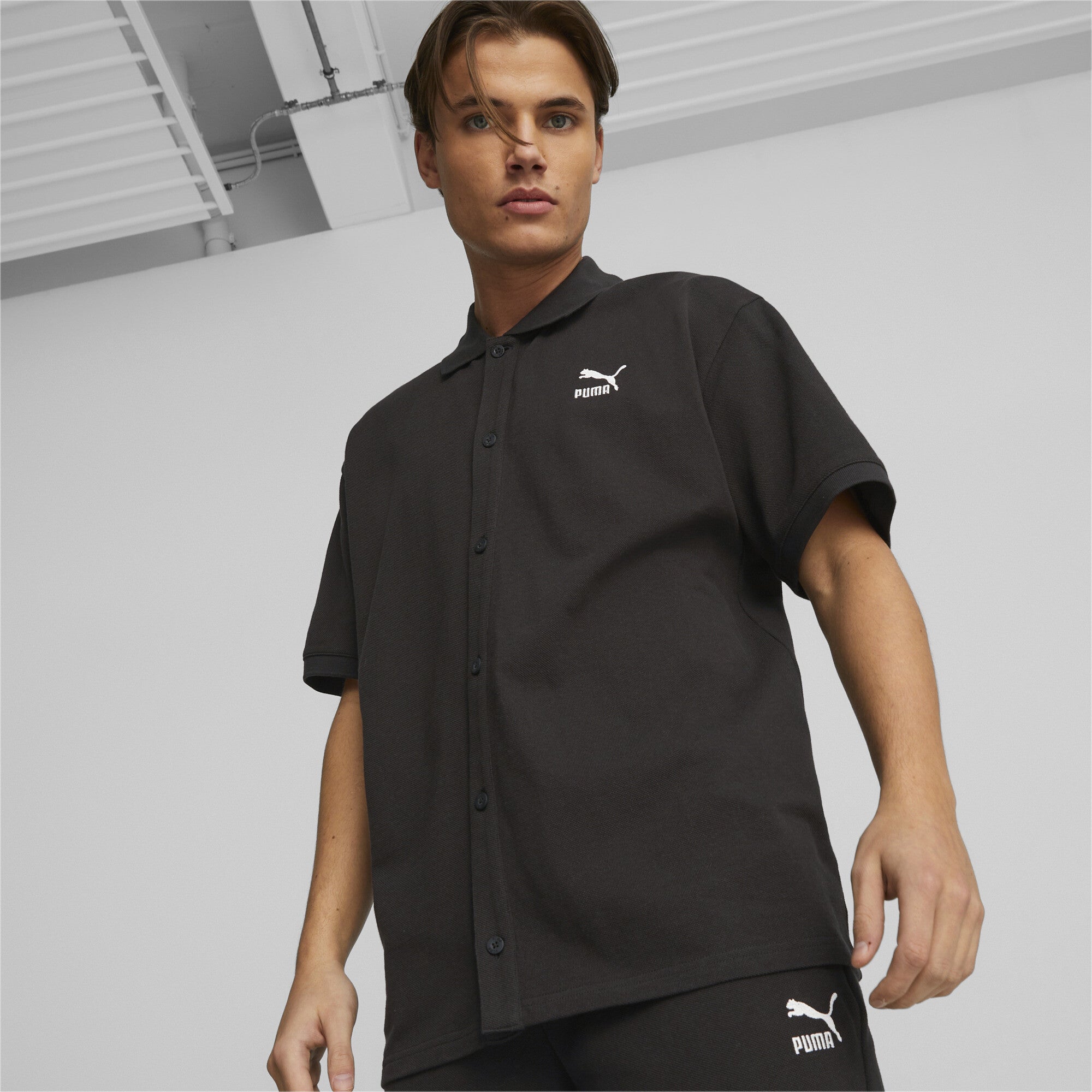 Classics Pique Shirt - M / Puma Black - PUMA Apparel THE MIX