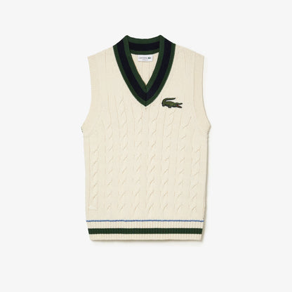 Unisex Lacoste Cable Knit Sweater Vest in Organic Cotton