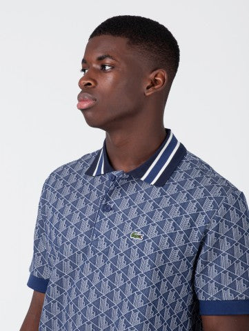 Lacoste Classic Fit Contrast Collar Monogram Motif Polo Shirt - Lacoste Apparel THE MIX