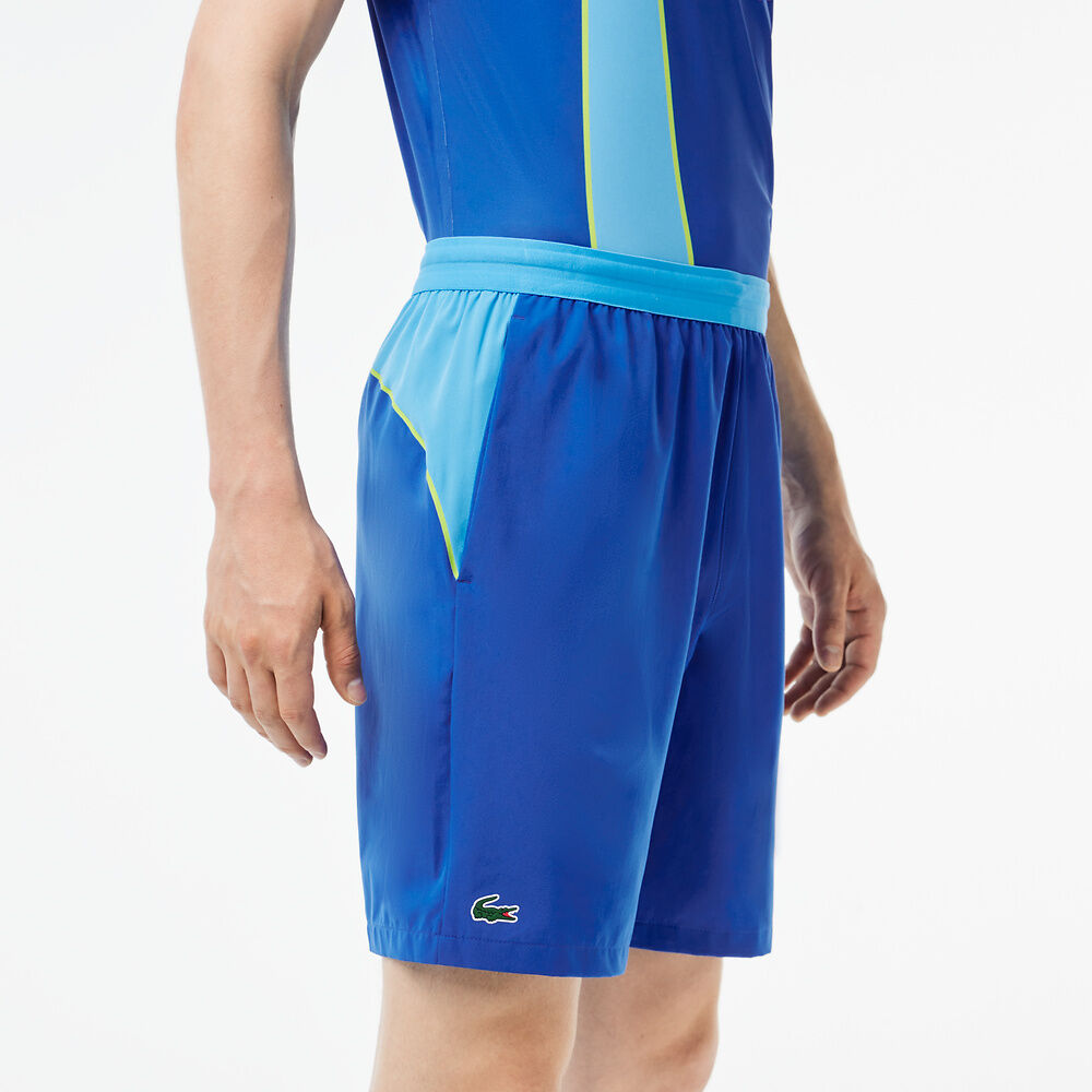 Lacoste Men's Sport X Novak Djokovic Cplourblock Shorts - 3 - S / GSK / Blue/Yellow - Lacoste Apparel THE MIX