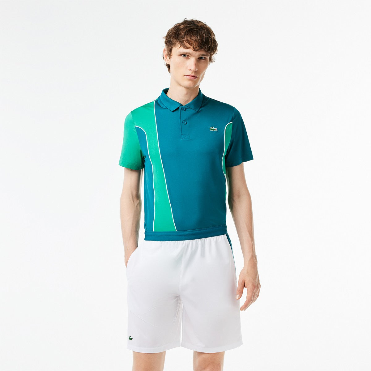 Lacoste Men's Sport X Novak Djokovic Cplourblock Shorts - 3 - S / XGB / White/Green - Lacoste Apparel THE MIX