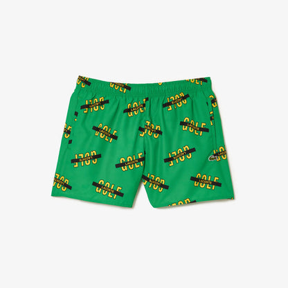 Lacoste Printed Swim Trunks - L / QKI / Green/White - Lacoste Apparel THE MIX