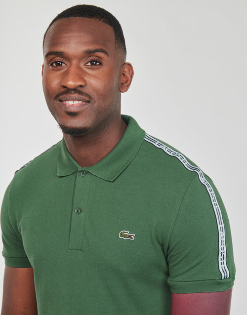 Lacoste Regular Fit Logo Stripe Stretch Cotton Polo Shirt - 4 - M / SMI / Dark Green - Lacoste Apparel THE MIX