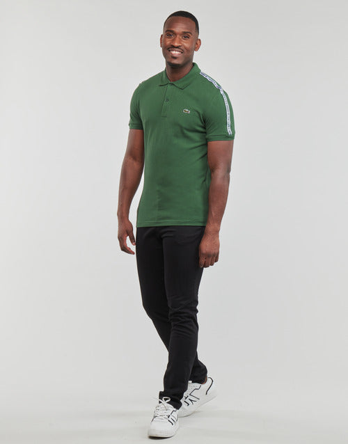Lacoste Regular Fit Logo Stripe Stretch Cotton Polo Shirt - Lacoste Apparel THE MIX
