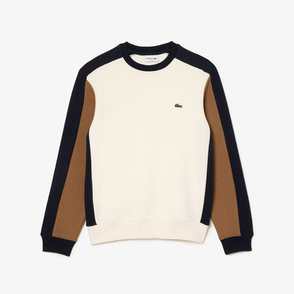 Lacoste Brushed Fleece Colour block Jogger Sweatshirt - 3 - S / RI2 / White/Brown/Navy Blue - Lacoste Apparel THE MIX