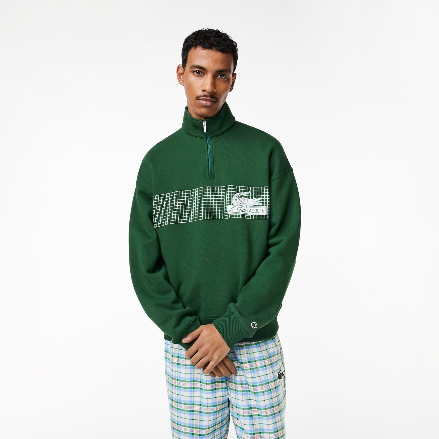 Men’s Lacoste Zip Neck Loose Fit Organic Cotton Sweatshirt