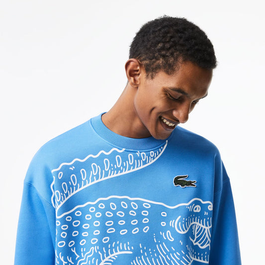 Men’s Lacoste Round Neck Loose Fit Croc Print Jogger Sweatshirt
