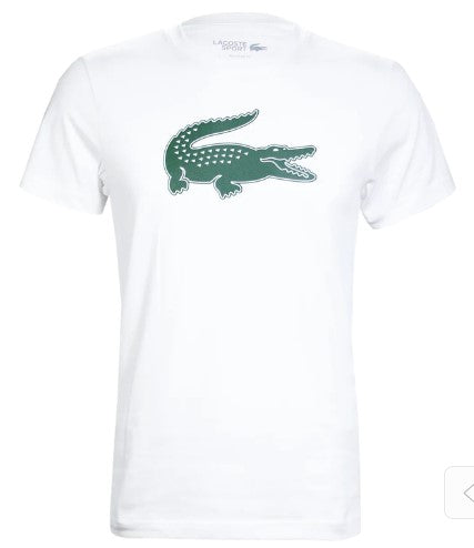 Lacoste Men's Sport 3D Print Crocodile Breathable Jersey T-shirt - 3 - S / 737 White/Green - Lacoste Apparel THE MIX